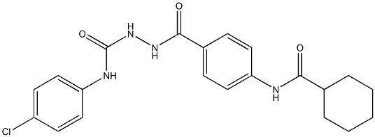 N-(4-chlorophenyl)-2-{4-[(cyclohexylcarbonyl)amino]benzoyl}-1-hydrazinecarboxamide Struktur