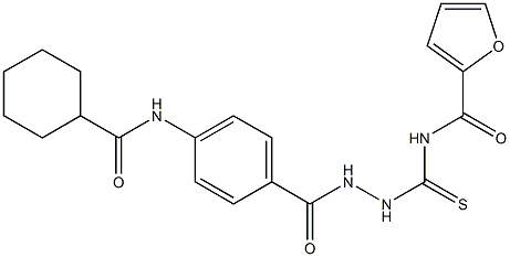 N-[(2-{4-[(cyclohexylcarbonyl)amino]benzoyl}hydrazino)carbothioyl]-2-furamide Struktur