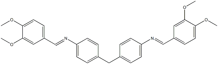 N-[(E)-(3,4-dimethoxyphenyl)methylidene]-N-[4-(4-{[(E)-(3,4-dimethoxyphenyl)methylidene]amino}benzyl)phenyl]amine Struktur