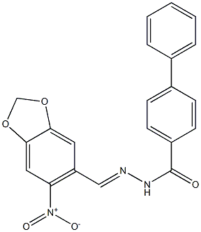 N'-[(E)-(6-nitro-1,3-benzodioxol-5-yl)methylidene][1,1'-biphenyl]-4-carbohydrazide Struktur