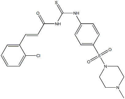 N-[(E)-3-(2-chlorophenyl)-2-propenoyl]-N'-{4-[(4-methyl-1-piperazinyl)sulfonyl]phenyl}thiourea Struktur