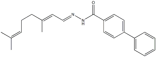 N'-[(E,2E)-3,7-dimethyl-2,6-octadienylidene][1,1'-biphenyl]-4-carbohydrazide Struktur