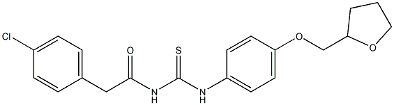 N-[2-(4-chlorophenyl)acetyl]-N'-[4-(tetrahydro-2-furanylmethoxy)phenyl]thiourea Struktur