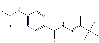 N-[4-({2-[(E)-1,2,2-trimethylpropylidene]hydrazino}carbonyl)phenyl]propanamide Struktur