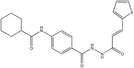 N-[4-({2-[(E)-3-(2-thienyl)-2-propenoyl]hydrazino}carbonyl)phenyl]cyclohexanecarboxamide Struktur