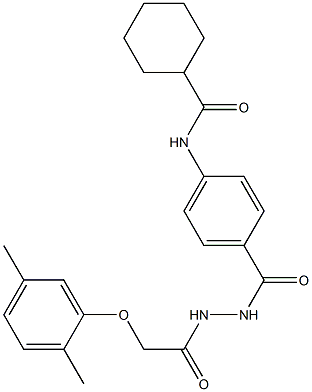 N-[4-({2-[2-(2,5-dimethylphenoxy)acetyl]hydrazino}carbonyl)phenyl]cyclohexanecarboxamide Struktur