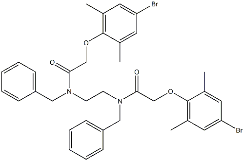 N-benzyl-N-(2-{benzyl[2-(4-bromo-2,6-dimethylphenoxy)acetyl]amino}ethyl)-2-(4-bromo-2,6-dimethylphenoxy)acetamide Struktur