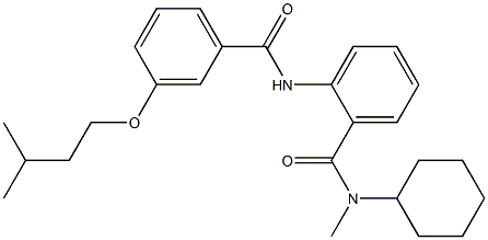 N-cyclohexyl-2-{[3-(isopentyloxy)benzoyl]amino}-N-methylbenzamide Struktur