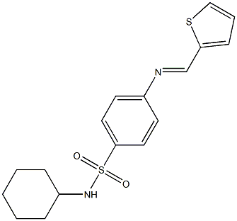 N-cyclohexyl-4-{[(E)-2-thienylmethylidene]amino}benzenesulfonamide Struktur