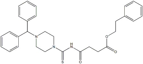 phenethyl 4-{[(4-benzhydryl-1-piperazinyl)carbothioyl]amino}-4-oxobutanoate Struktur