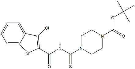 tert-butyl 4-({[(3-chloro-1-benzothiophen-2-yl)carbonyl]amino}carbothioyl)-1-piperazinecarboxylate Struktur