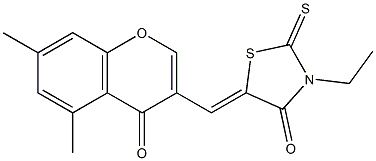 5-[(Z)-(5,7-dimethyl-4-oxo-4H-chromen-3-yl)methylidene]-3-ethyl-2-thioxo-1,3-thiazolan-4-one Struktur