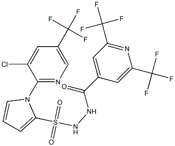 N'-[2,6-bis(trifluoromethyl)isonicotinoyl]-1-[3-chloro-5-(trifluoromethyl)-2-pyridinyl]-1H-pyrrole-2-sulfonohydrazide Struktur