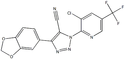 4-(1,3-benzodioxol-5-yl)-1-[3-chloro-5-(trifluoromethyl)-2-pyridinyl]-1H-1,2,3-triazole-5-carbonitrile Struktur