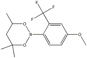 2-[4-Methoxy-2-(trifluoromethyl)phenyl]-4,4,6-trimethyl-1,3,2-dioxaborinane Struktur