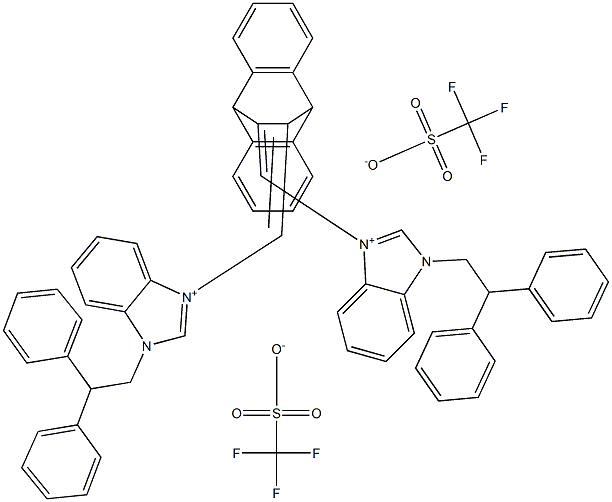 11,12-Bis[N-(2,2-diphenyl-1-ethyl)-1H-benzimidazolium-3-methylene]-9,10-dihydro-9,10-ethanoanthracene bis(trifluoromethanesulfonate) Struktur