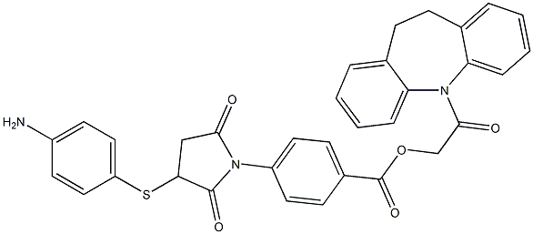 2-(10,11-dihydro-5H-dibenzo[b,f]azepin-5-yl)-2-oxoethyl 4-{3-[(4-aminophenyl)thio]-2,5-dioxopyrrolidin-1-yl}benzoate Struktur