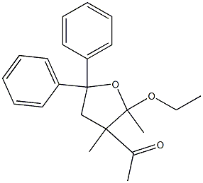 Tetrahydro-2-ethoxy-5,5-diphenyl-2,3-dimethyl-3-acetylfuran Struktur