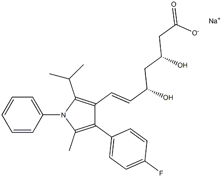 (3R,5S,6E)-3,5-Dihydroxy-7-[2-isopropyl-1-phenyl-5-methyl-4-(4-fluorophenyl)-1H-pyrrol-3-yl]-6-heptenoic acid sodium salt Struktur