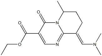 9-Dimethylaminomethylene-6-methyl-4-oxo-6,7,8,9-tetrahydro-4H-pyrido[1,2-a]pyrimidine-3-carboxylic acid ethyl ester Struktur