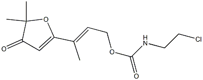 N-(2-Chloroethyl)carbamic acid [(E)-3-[(4,5-dihydro-5,5-dimethyl-4-oxofuran)-2-yl]-2-butenyl] ester Struktur