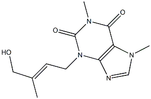 3-(4-Hydroxy-3-methyl-2-butenyl)-1,7-dimethylxanthine Struktur