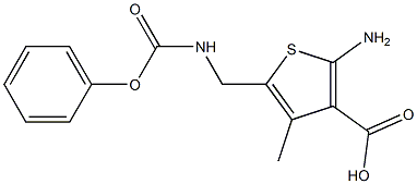 2-Amino-4-methyl-5-[(phenoxycarbonyl)aminomethyl]thiophene-3-carboxylic acid Struktur