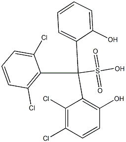 (2,6-Dichlorophenyl)(2,3-dichloro-6-hydroxyphenyl)(2-hydroxyphenyl)methanesulfonic acid Struktur