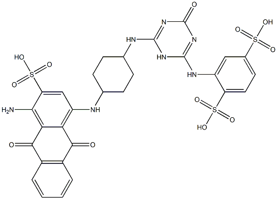 2-[[[6-[[4-[[(4-Amino-9,10-dihydro-9,10-dioxo-3-sulfoanthracen)-1-yl]amino]cyclohexyl]amino]-1,4-dihydro-4-oxo-1,3,5-triazin]-2-yl]amino]-1,4-benzenedisulfonic acid Struktur