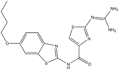 2-(Diaminomethyleneamino)-N-(6-butoxy-2-benzothiazolyl)thiazole-4-carboxamide Struktur