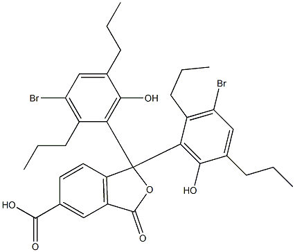 1,1-Bis(3-bromo-6-hydroxy-2,5-dipropylphenyl)-1,3-dihydro-3-oxoisobenzofuran-5-carboxylic acid Struktur