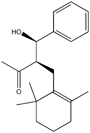 (3R,4R)-4-Hydroxy-4-phenyl-3-[(2,6,6-trimethyl-1-cyclohexenyl)methyl]-2-butanone Struktur