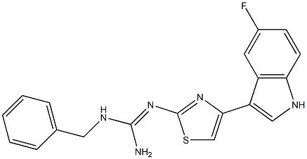 1-Benzyl-2-[4-(5-fluoro-1H-indole-3-yl)-2-thiazolyl]guanidine Struktur