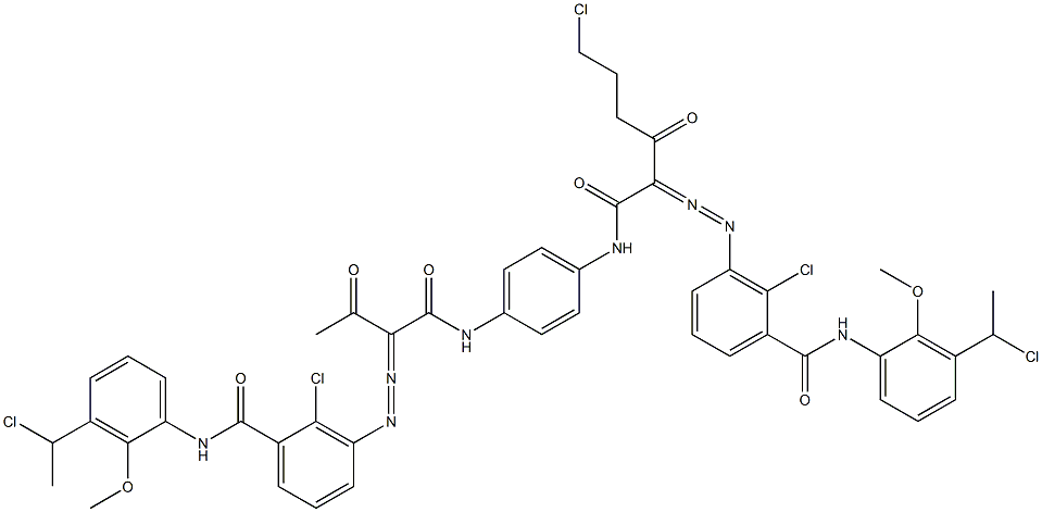 3,3'-[2-(2-Chloroethyl)-1,4-phenylenebis[iminocarbonyl(acetylmethylene)azo]]bis[N-[3-(1-chloroethyl)-2-methoxyphenyl]-2-chlorobenzamide] Struktur