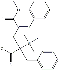 2-Benzyl-4-benzylidene-2-(trimethylsilyl)pentanedioic acid dimethyl ester Struktur