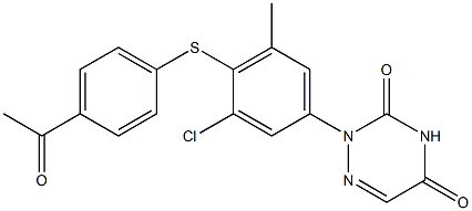 2-[4-(4-Acetylphenylthio)-3-chloro-5-methylphenyl]-1,2,4-triazine-3,5(2H,4H)-dione Struktur