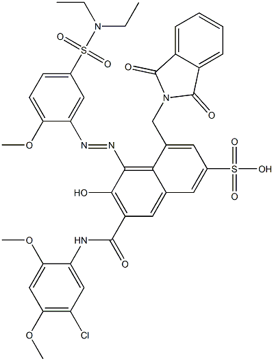 3-[(5-Chloro-2,4-dimethoxyphenyl)aminocarbonyl]-1-[5-[(diethylamino)sulfonyl]-2-methoxyphenylazo]-2-hydroxy-8-(phthalimidylmethyl)naphthalene-6-sulfonic acid Struktur