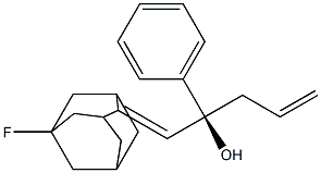 (2S)-1-(5-Fluoroadamantan-2-ylidene)-2-phenyl-4-penten-2-ol Struktur