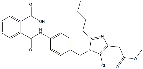 2-Butyl-5-chloro-1-[4-[2-(hydroxycarbonyl)benzoylamino]benzyl]-1H-imidazole-4-acetic acid methyl ester Struktur