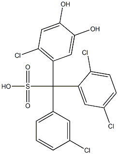 (3-Chlorophenyl)(2,5-dichlorophenyl)(6-chloro-3,4-dihydroxyphenyl)methanesulfonic acid Struktur