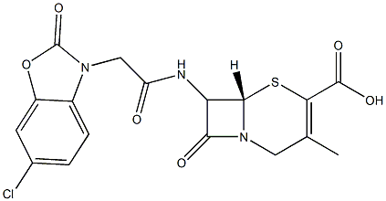 7-[[[(2,3-Dihydro-2-oxo-6-chlorobenzoxazol)-3-yl]acetyl]amino]-3-methylcepham-3-ene-4-carboxylic acid Struktur