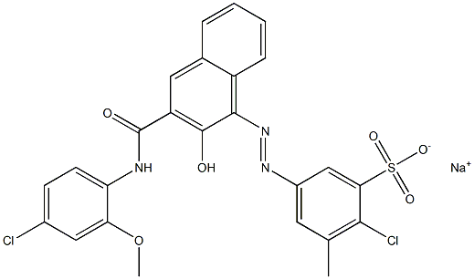 2-Chloro-3-methyl-5-[[3-[[(4-chloro-2-methoxyphenyl)amino]carbonyl]-2-hydroxy-1-naphtyl]azo]benzenesulfonic acid sodium salt Struktur