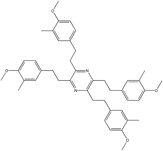 2,3,5,6-Tetrakis[2-(3-methyl-4-methoxyphenyl)ethyl]pyrazine Struktur