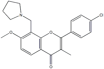 4'-Chloro-7-methoxy-3-methyl-8-(1-pyrrolidinylmethyl)flavone Struktur