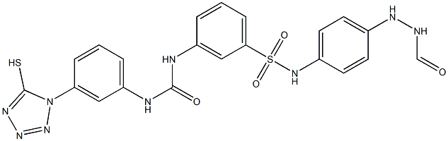 N-[4-(2-Formylhydrazino)phenyl]-3-[3-[3-(5-mercapto-1H-tetrazol-1-yl)phenyl]ureido]benzenesulfonamide Struktur