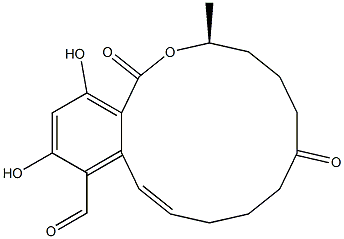 [S,E,(-)]-3,4,5,6,7,8,9,10-Octahydro-14,16-dihydroxy-3-methyl-1,7-dioxo-1H-2-benzoxacyclotetradecin-13-carbaldehyde Struktur