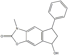 5,6-Dihydro-3-methyl-5-phenyl-7-hydroxy-7H-indeno[5,6-d]oxazol-2(3H)-one Struktur