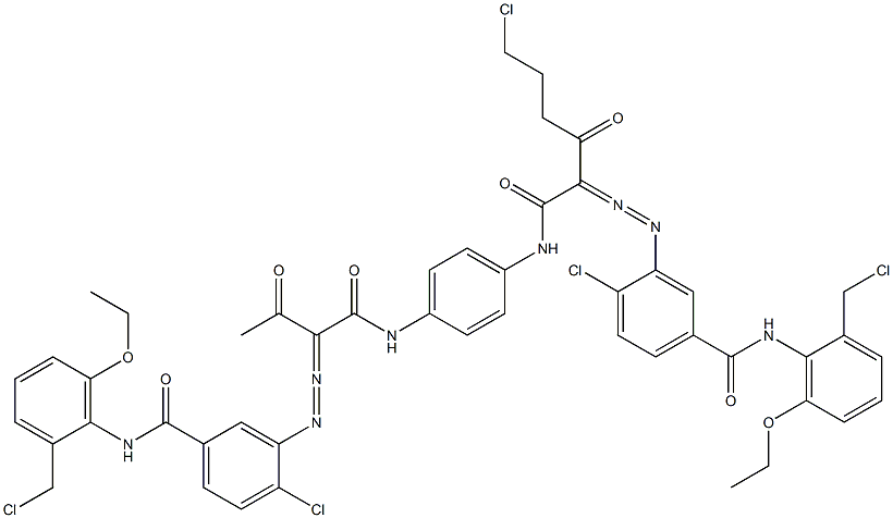 3,3'-[2-(2-Chloroethyl)-1,4-phenylenebis[iminocarbonyl(acetylmethylene)azo]]bis[N-[2-(chloromethyl)-6-ethoxyphenyl]-4-chlorobenzamide] Struktur