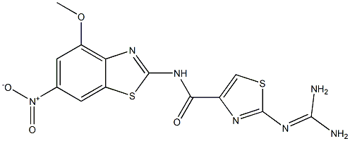 2-(Diaminomethyleneamino)-N-(4-methoxy-6-nitro-2-benzothiazolyl)thiazole-4-carboxamide Struktur