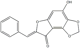 6-Hydroxy-4,5-(methylenebisoxy)-2-[(Z)-benzylidene]benzofuran-3(2H)-one Struktur